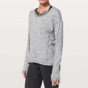 Lululemon Sweat Embrace Long Sleeve Top in Space Dye Camo Seal Grey Deep Coal